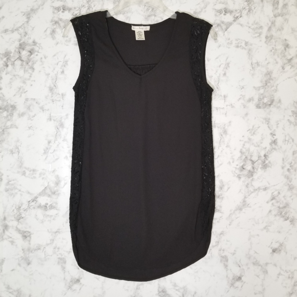 Love on a Hanger Black Sheer Tank with Lace Details